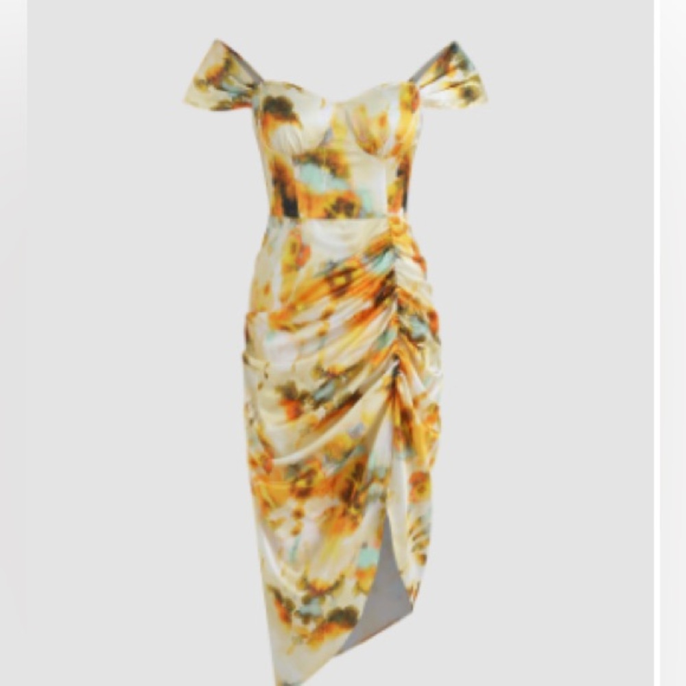 NWT silky patterned corset style dress